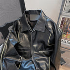 Chic Zipped Black PU Pilot Jacket