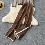 V-neck Sweater&Trousers Striped 2Pcs