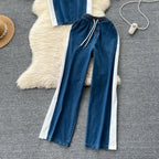Patchwork Top&Trousers Denim 2Pcs