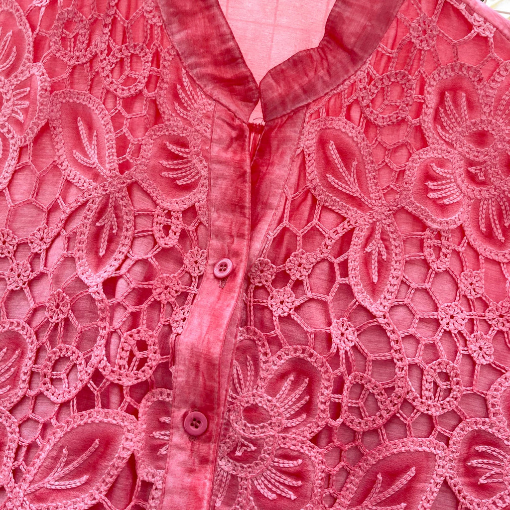 Premium Hollowed Embroidery Lace Shirt