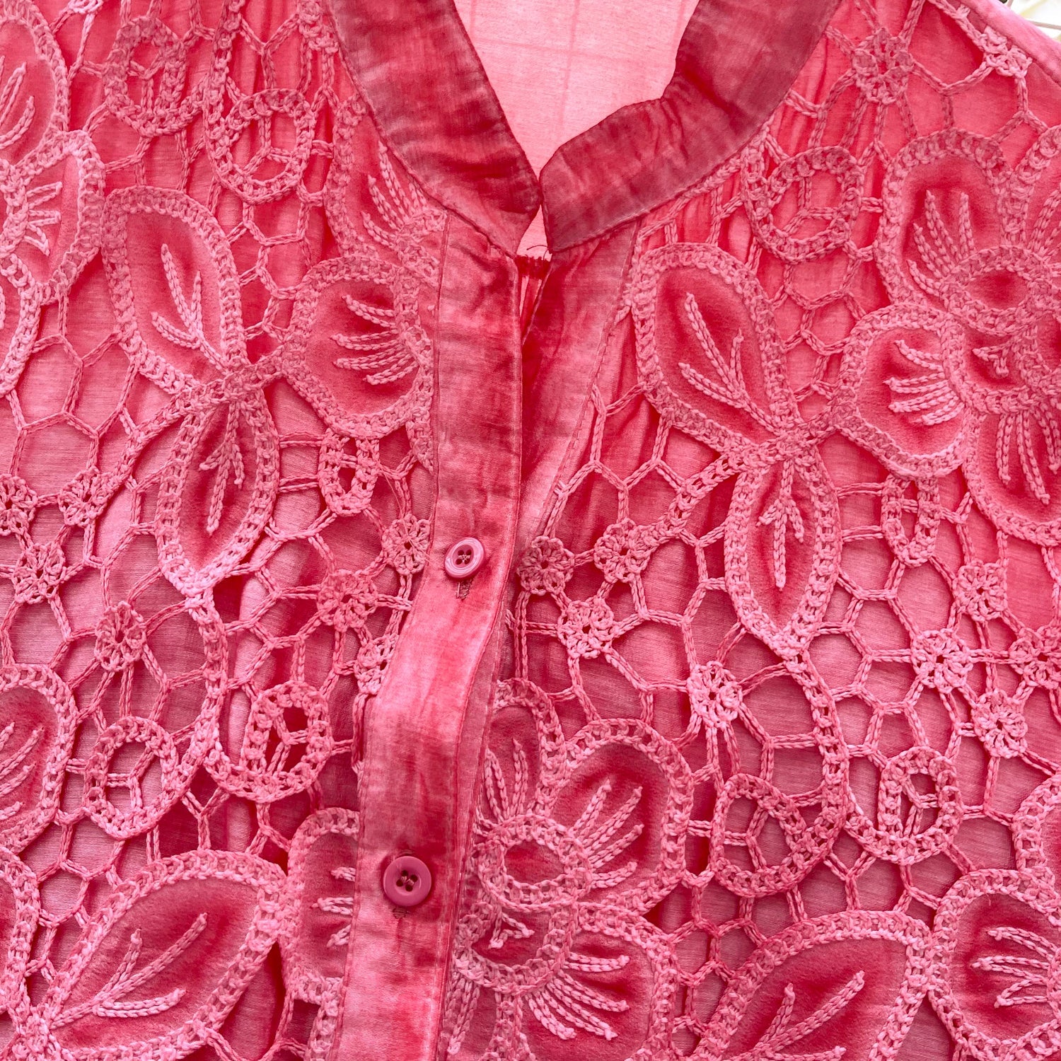 Premium Hollowed Embroidery Lace Shirt