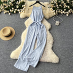 Pearl Strap Pleated Slip Jumpsuit