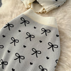 Bow Knitwear & Hip-wrapping Skirt 2Pcs