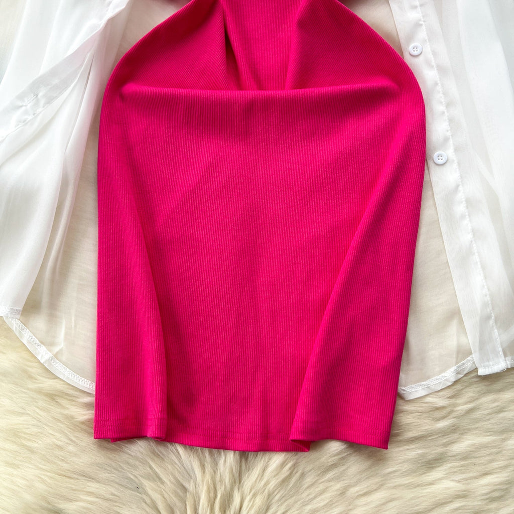Bodycon Dress&Chiffon Cardigan 2Pcs