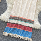 Bohemian Style Hollowed Fringed Slip Dress