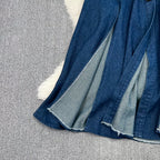 Lapel Sleeveless Split Denim Dress