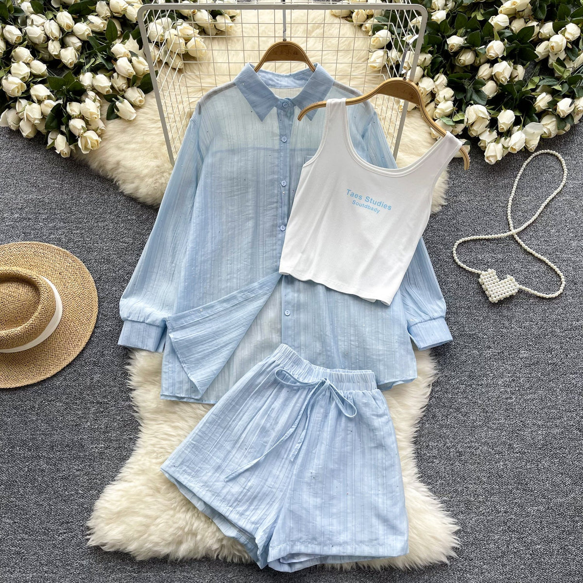 Shirt&Camisole&Shorts Sportswear 3Pcs