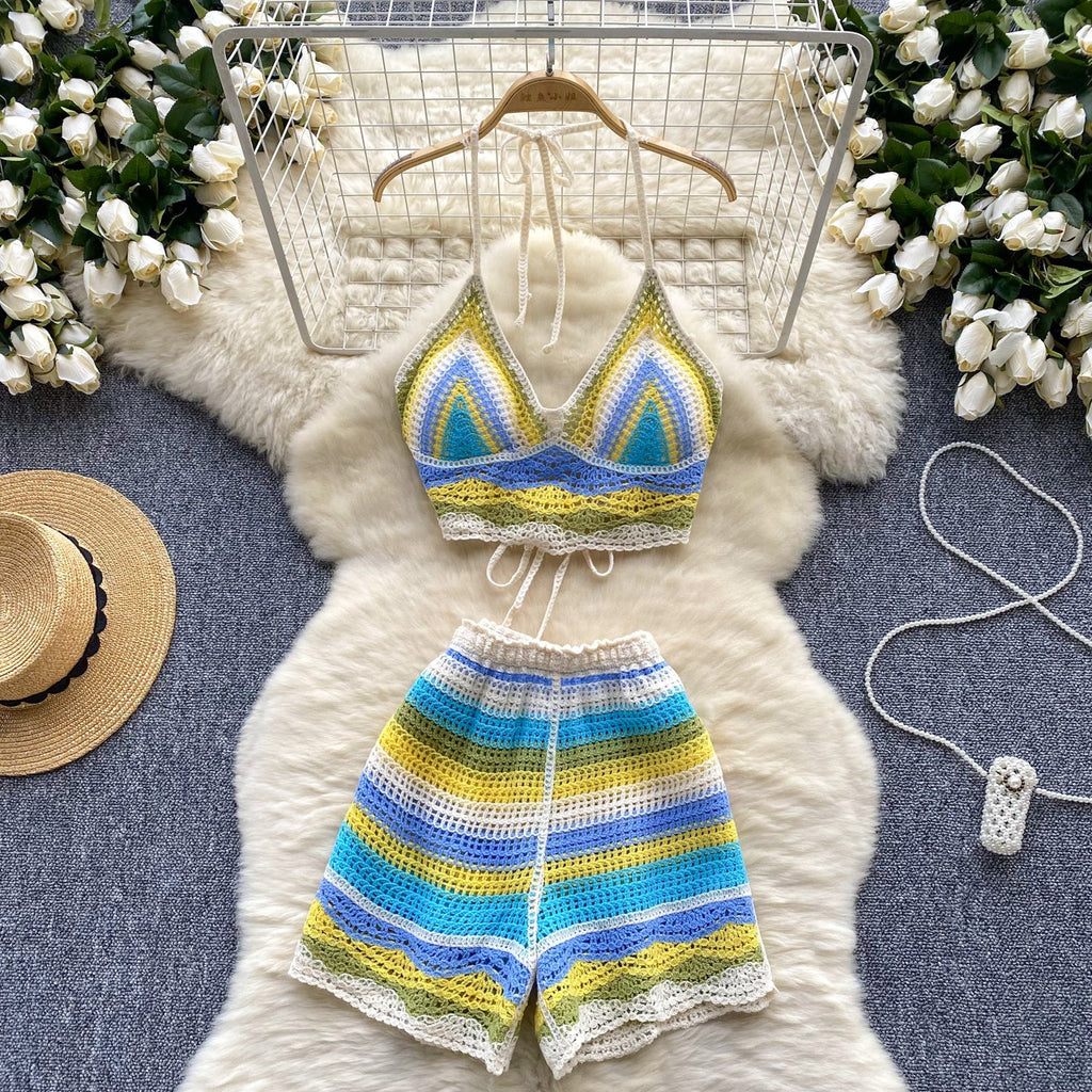 Halter Camisole&Shorts Knitted 2Pcs