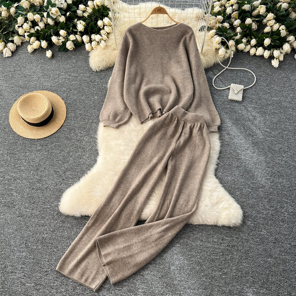Loose Sweater&Half-body Skirt 2Pcs