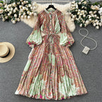 Crew Neck Floral Printed Shirt Dress