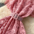 Delicate Hollowed Crochet Lace Dress