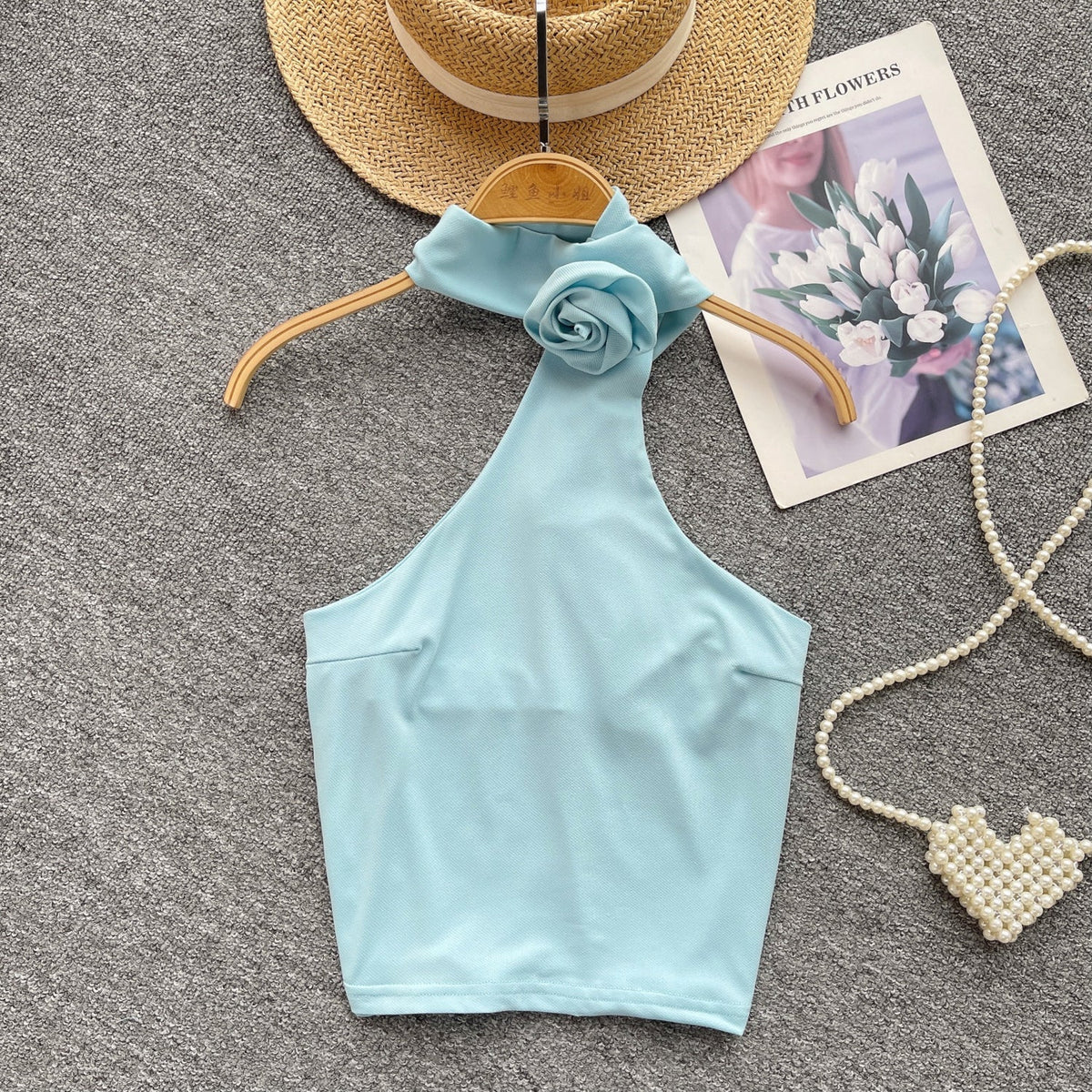Niche Asymmetric Midriff-baring Halter Top