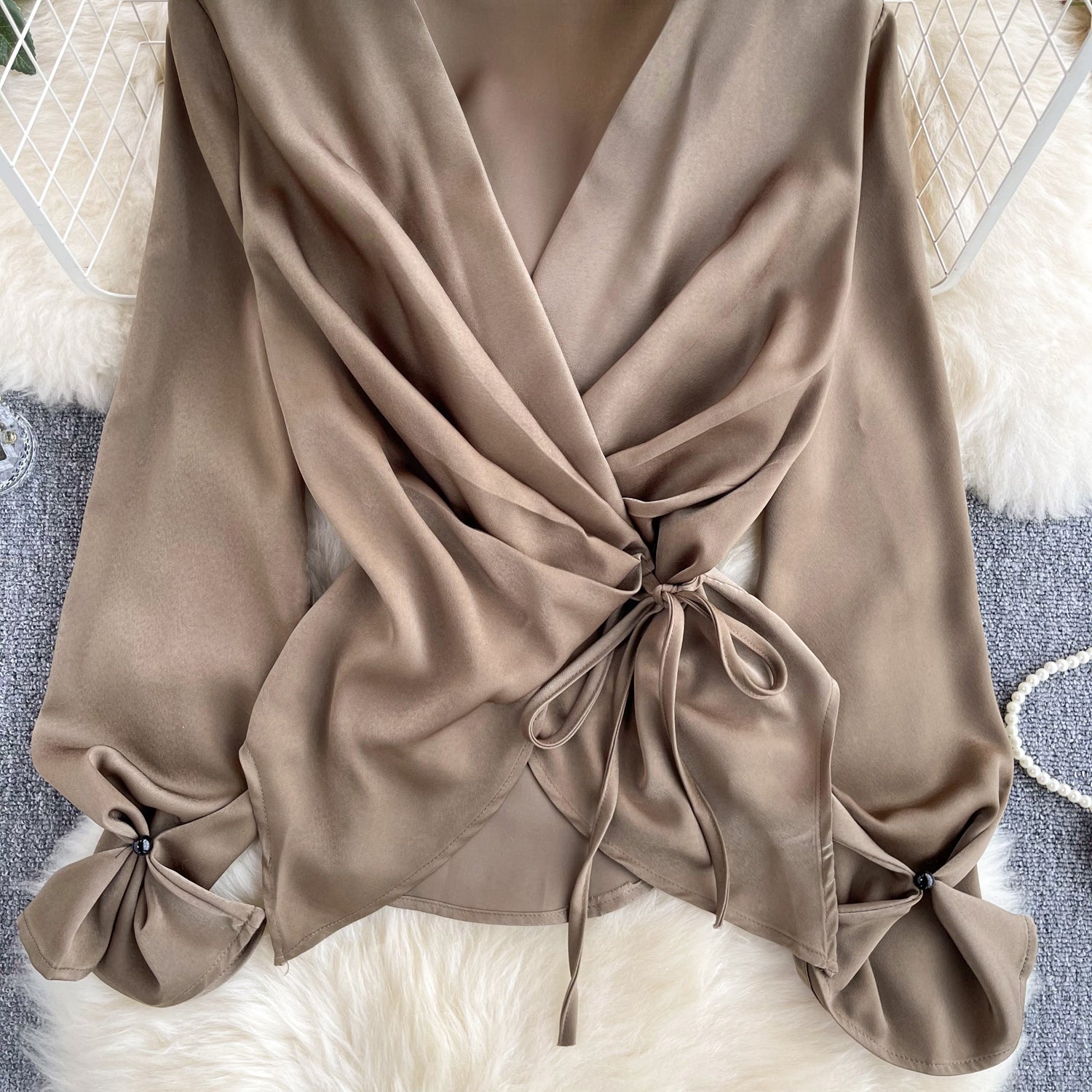 Premium V-neck Drawstring Top