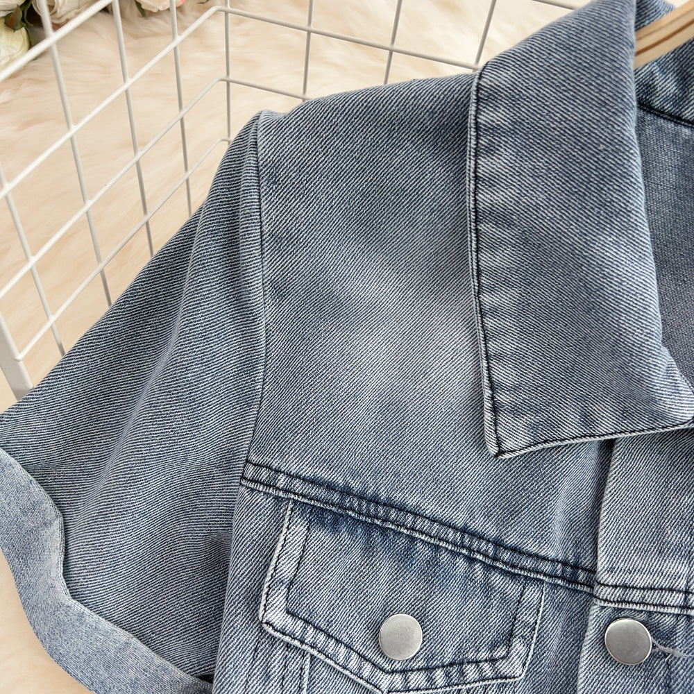 Vintage Lapeled Denim Romper