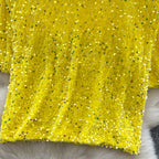 Crew Neck Sequined Short T-shirt