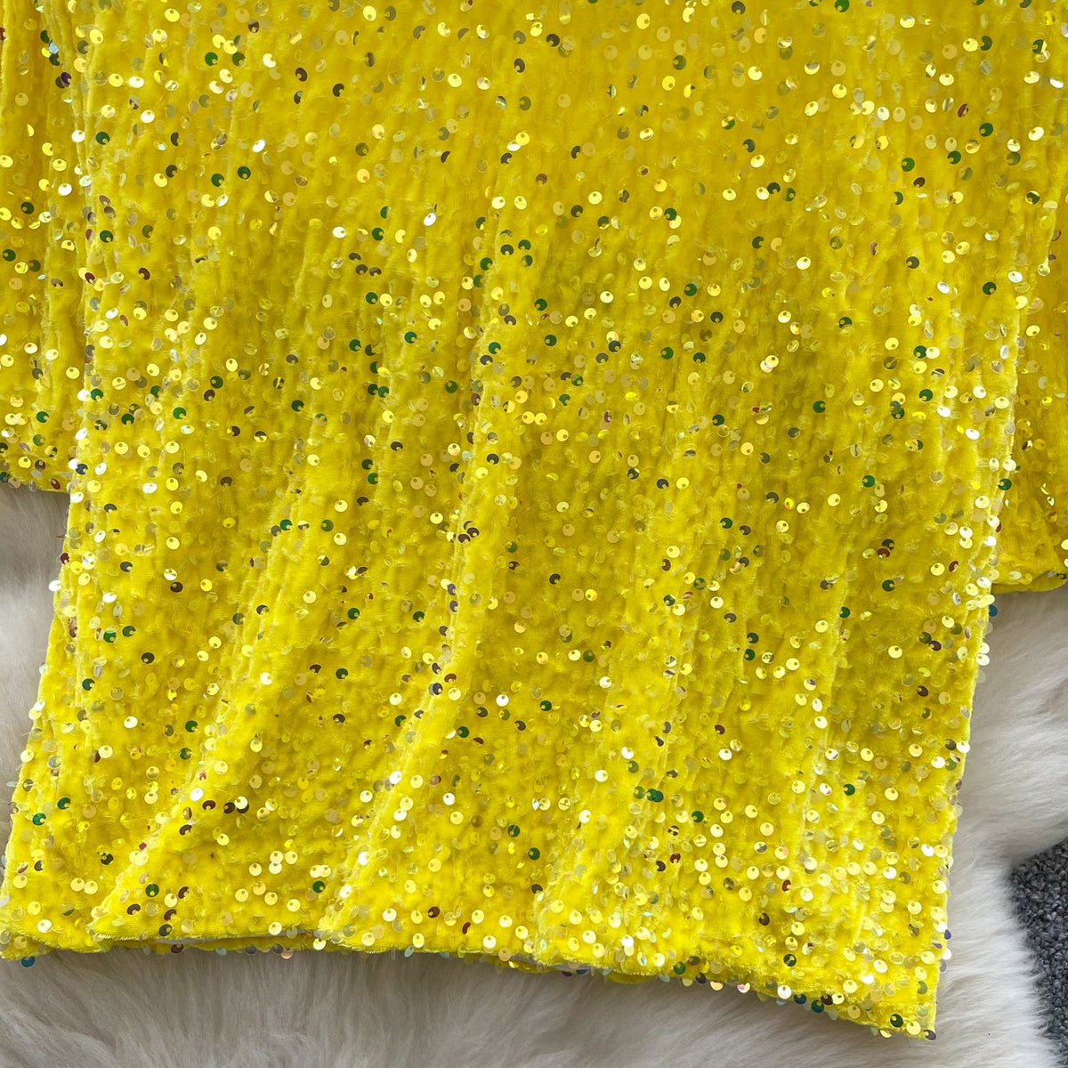 Crew Neck Sequined Short T-shirt