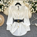 Casual Single-breasted Shirt with Belt