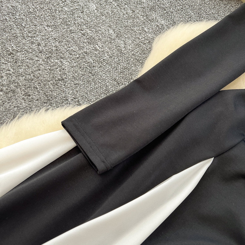 Black&White Patchwork Elegant Dress