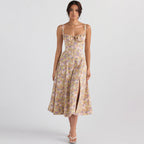 Backless Floral Printed Slip Dress