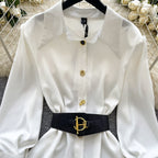 Casual Single-breasted Shirt with Belt