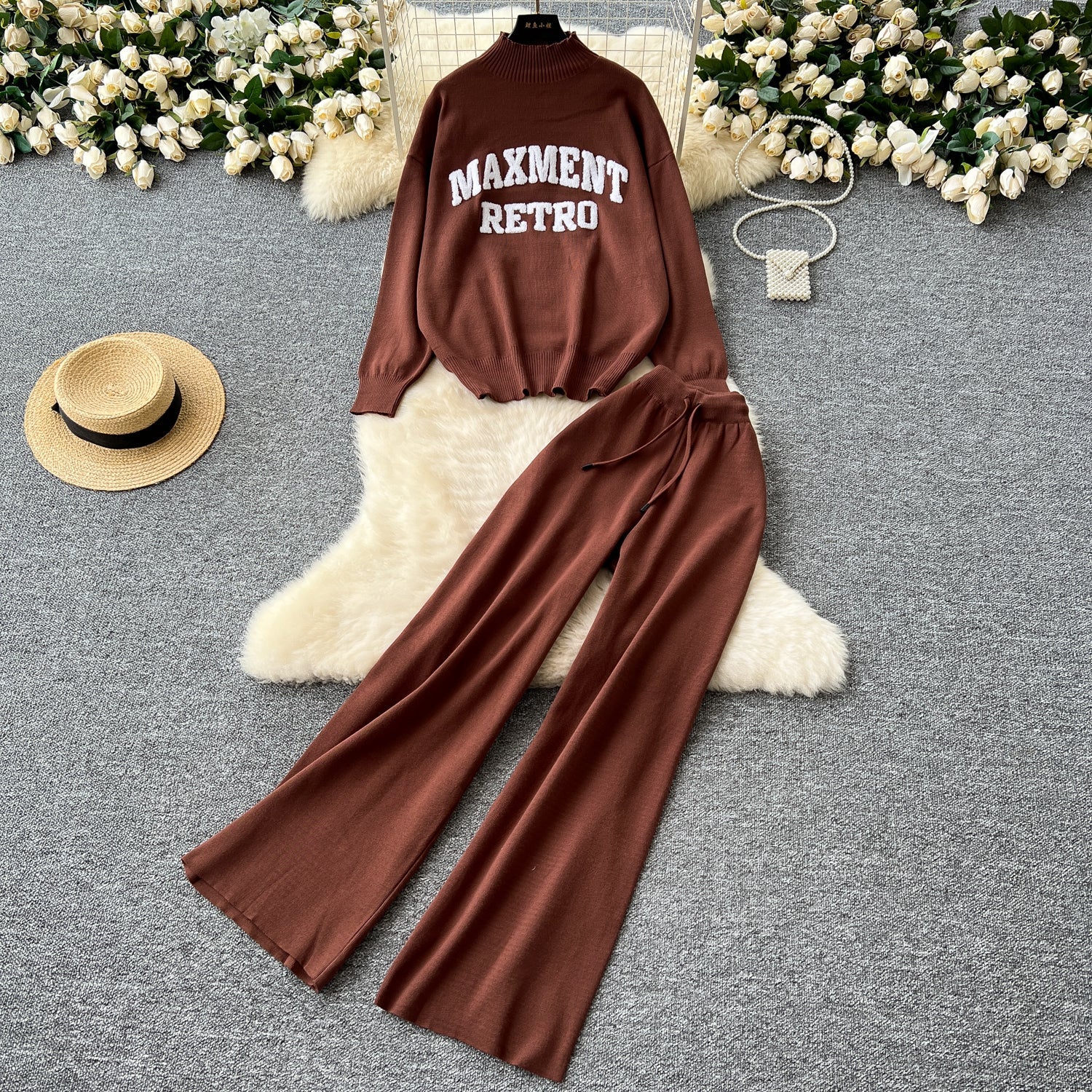 Monogrammed Sweater&Trousers Casual 2Pcs