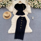 Elegant Knitwear&Skirt Knitted 2Pcs