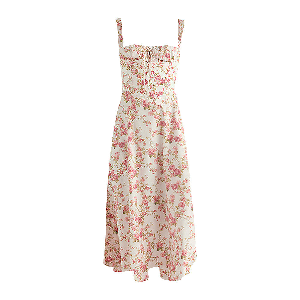 Backless Floral Printed Slip Dress