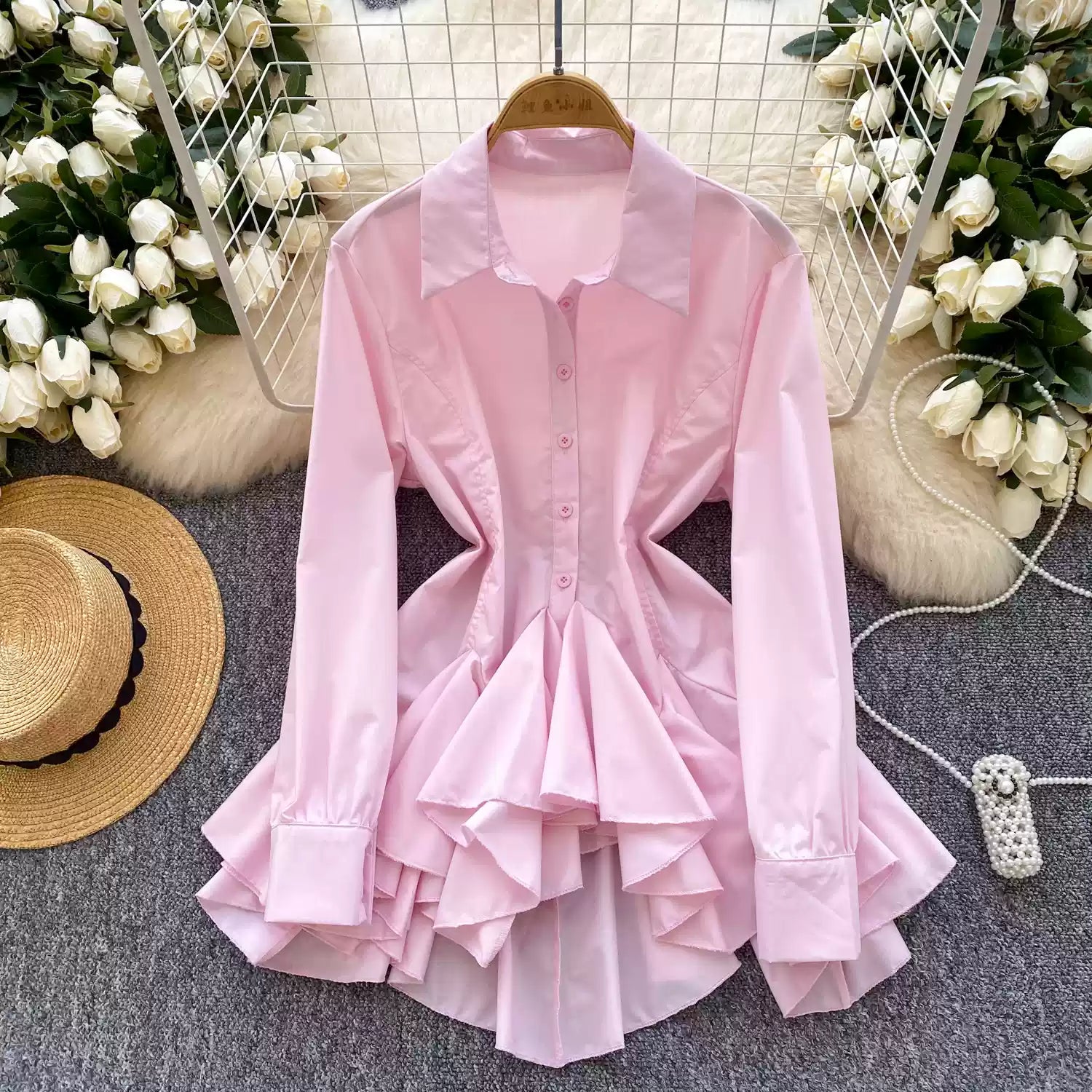 Niche Single-breasted Ruffled Shirt