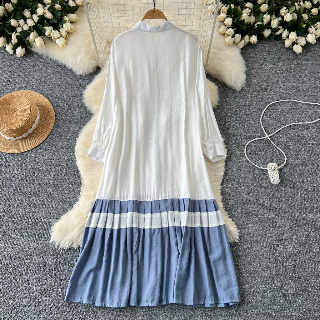 Color Blocking Oversized Shirt Dress