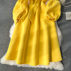 Premium Lace-up Solid Color Dress