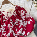 V-neck Pattern Printed Vintage Dress
