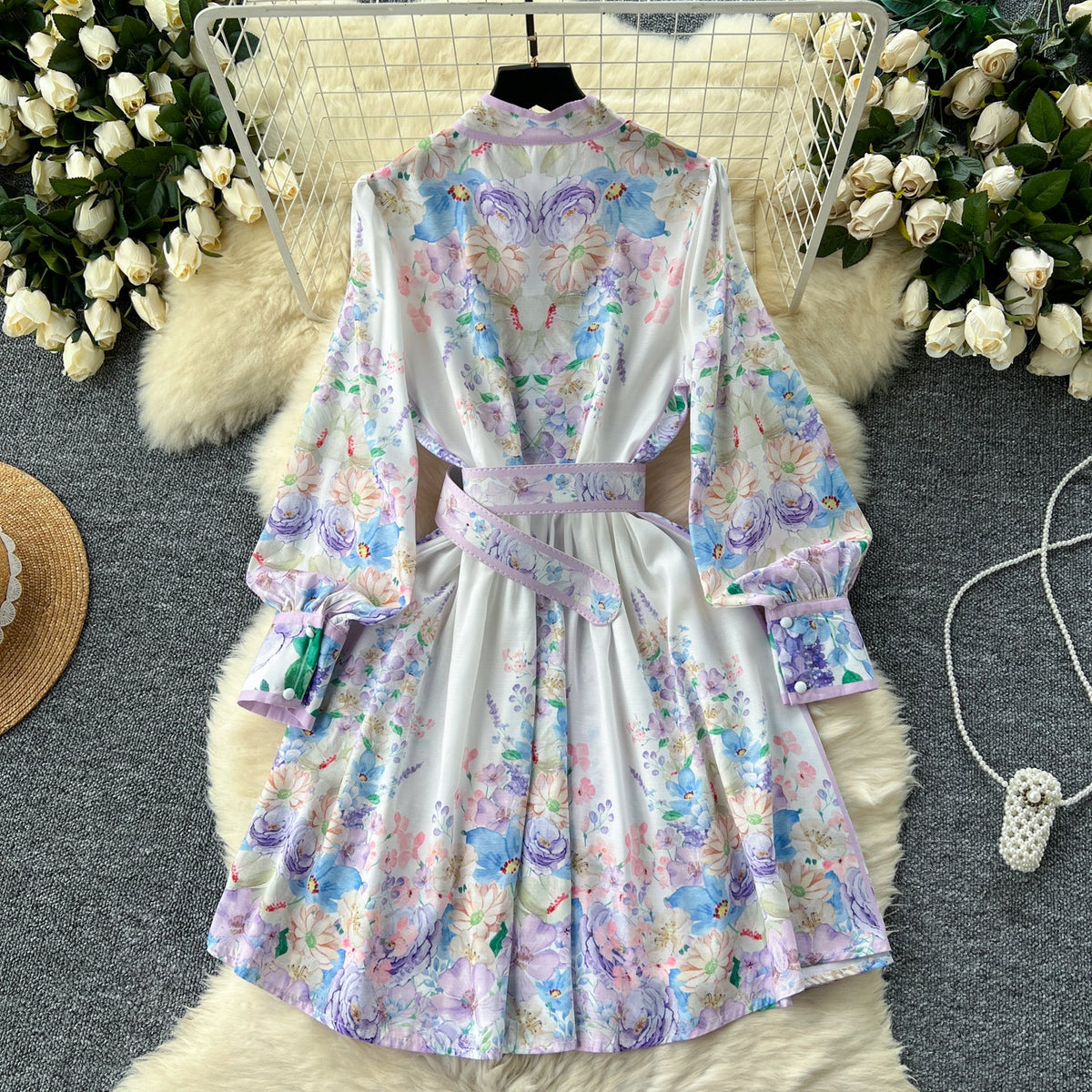 Vintage Floral Shirt Dress with Belt