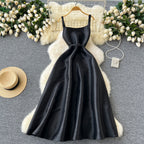 Delicate Solid Color Puffy Slip Dress