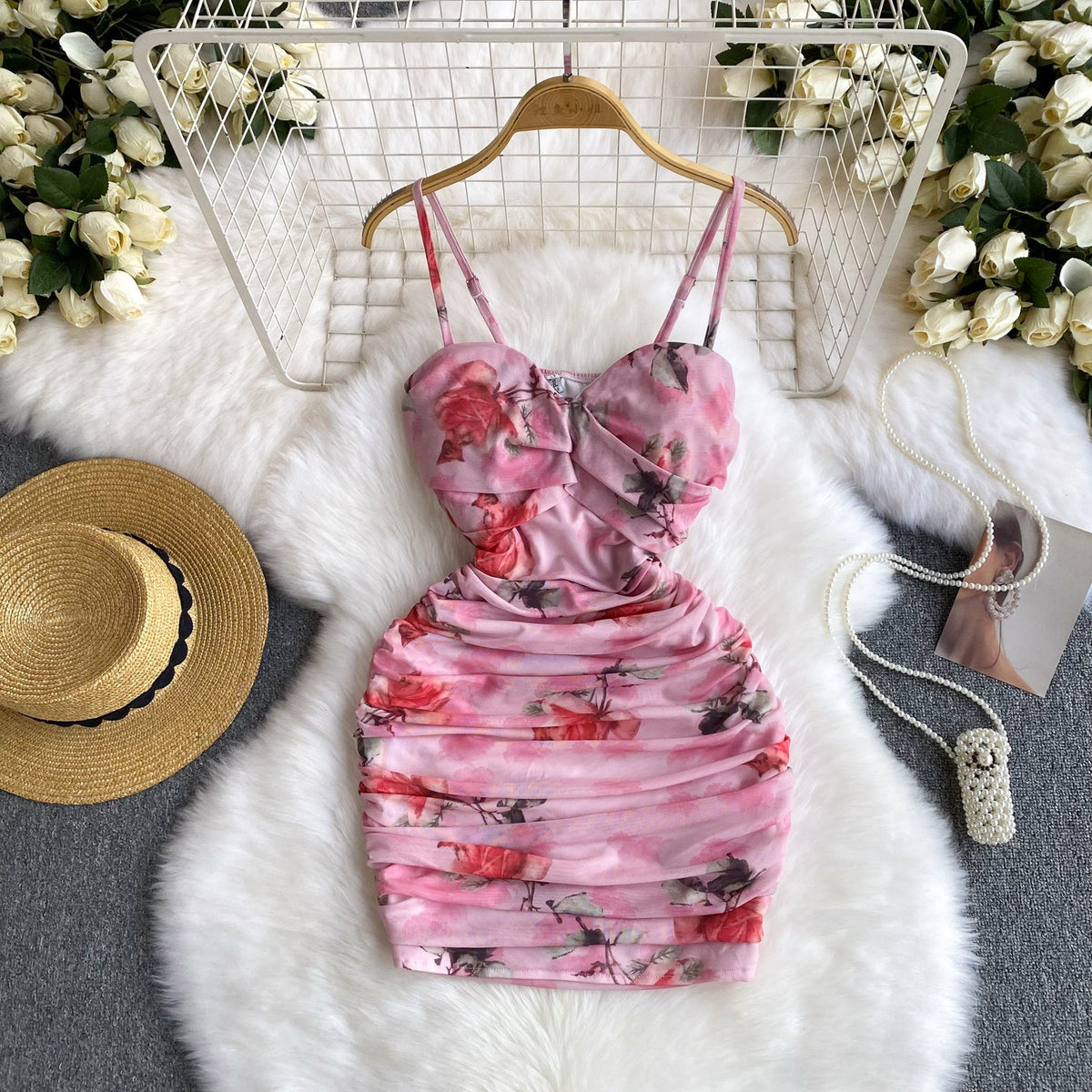 Hottie Pleated Floral Slip Dress