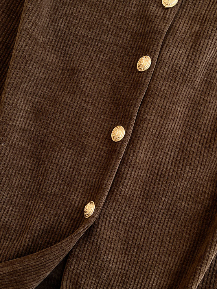 Corduroy Vest Dress&Knitwear 2Pcs