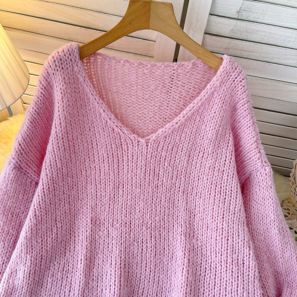 Candy Color Loose-fit Ripped Sweater