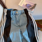 Casual Color Blocking Striped Jeans