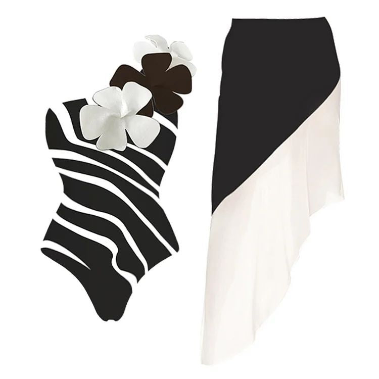 One-piece Belly-Shading Backless Swimsuit Chiffon Skirt