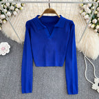 Vintage Lapeled Slim-fit Knitwear