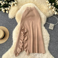Solid Color Ruffled Knitted Skirt