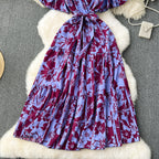 Vintage Ruffled Floral Chiffon Dress
