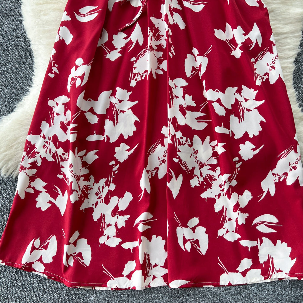 V-neck Pattern Printed Vintage Dress