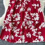 V-neck Pattern Printed Vintage Dress