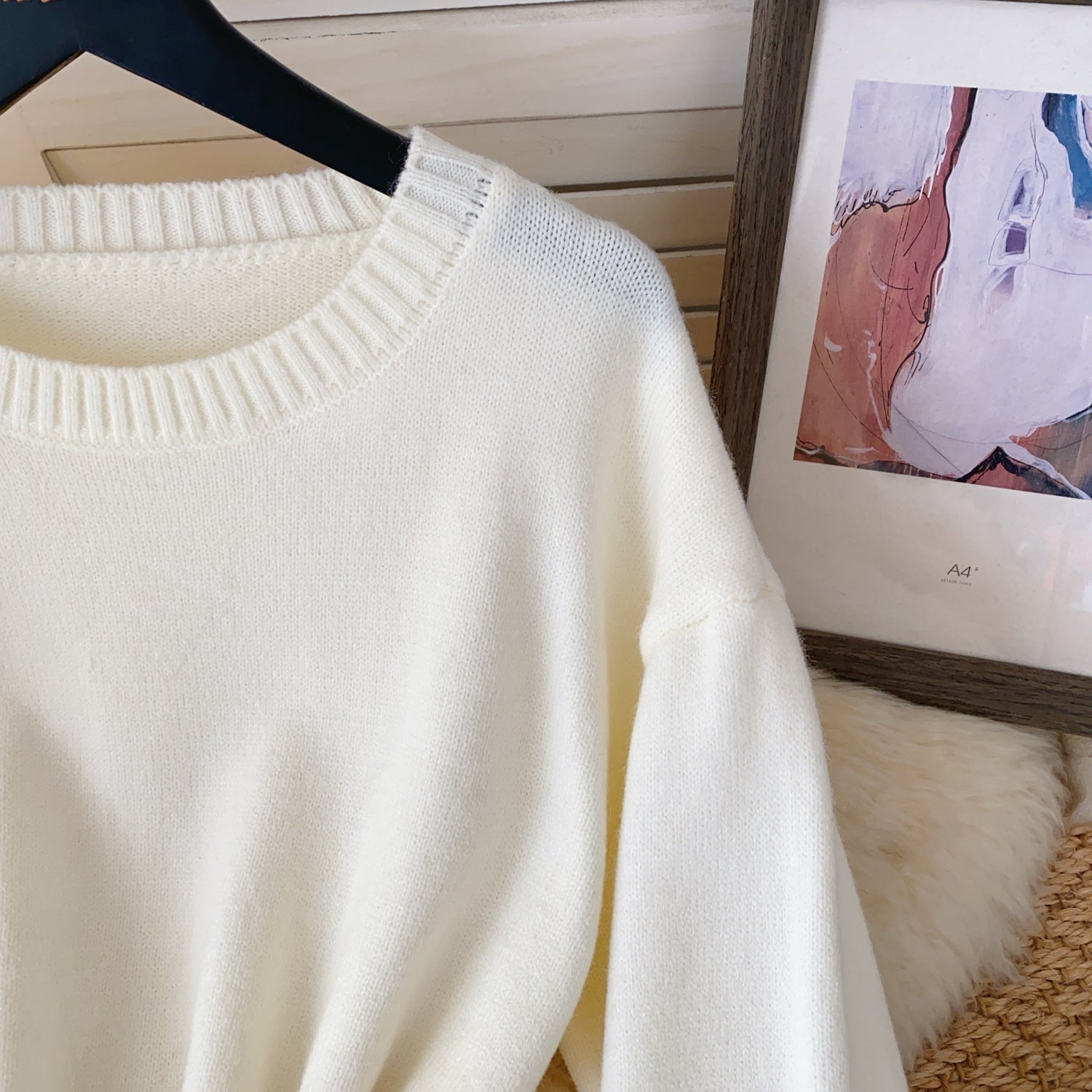 Vintage Furry Cuff Patchwork Sweater