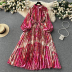 Crew Neck Floral Printed Shirt Dress