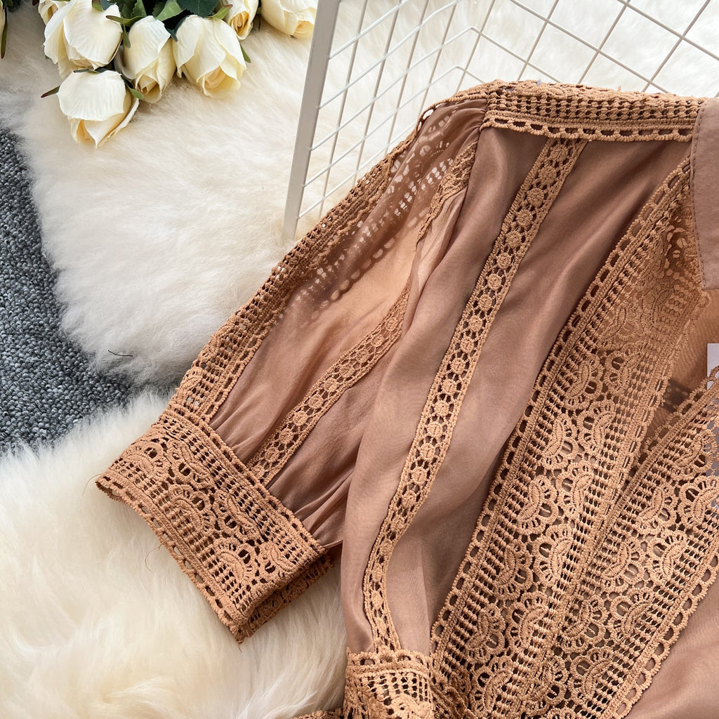 Courtly Elegant Lace Patchwork Dress