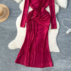 French Style Knotted Buckle Party Dress