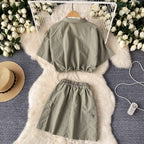 Chic Shirt&Skirt Drawstring 2Pcs