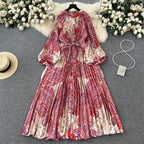 Crew Neck Floral Printed Shirt Dress