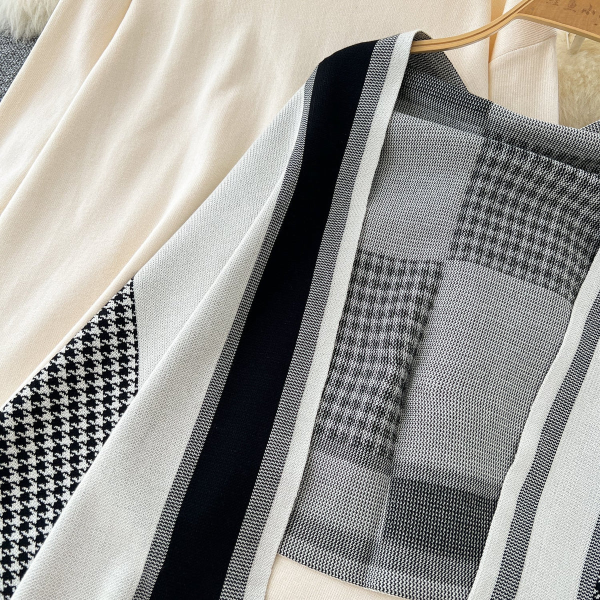 Printed Shawl&Sweater&Trouser 3Pcs